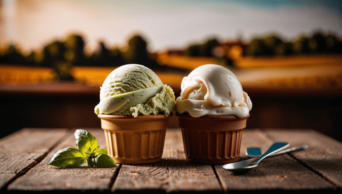 Vegetarian Basil and White Chocolate Gelato