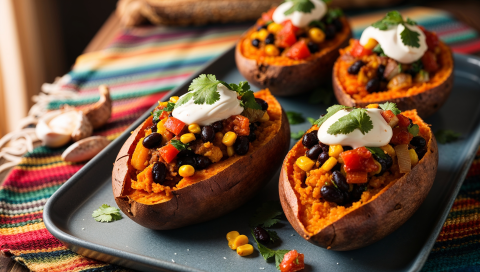 Vegetarian Mexican Stuffed Sweet Potatoes Recipe