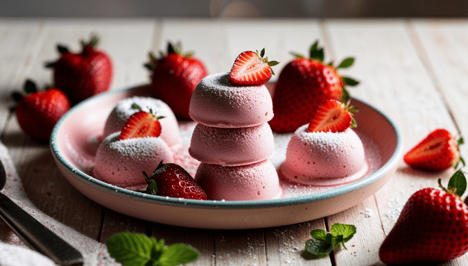 Vegan Frozen Strawberry Yogurt Bites