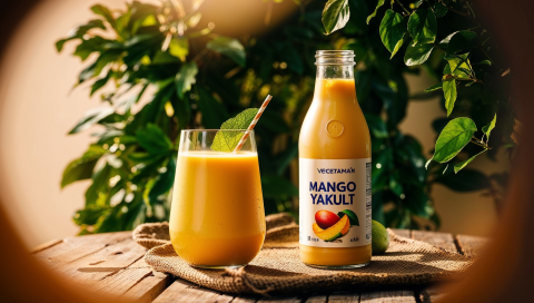 Vegetarian Mango Yakult drink