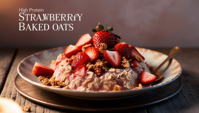 High-Protein Vegan Strawberry Baked Oats Recipe