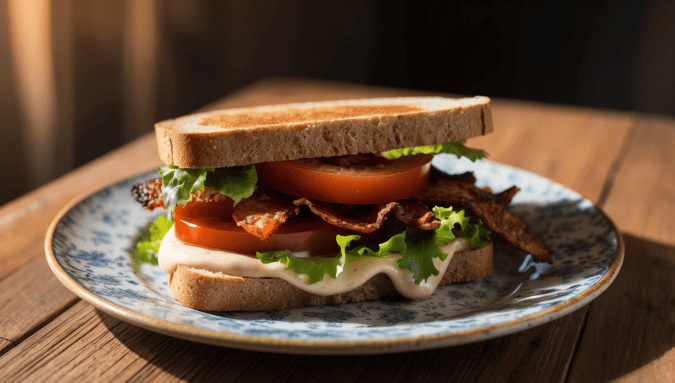 Vegan BLT Sandwich with Baked Tempeh Bacon