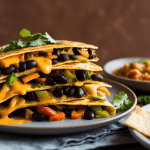 Cheesy Vegan Quesadillas with Black Beans and Vegetables