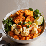 Buffalo Cauliflower Buddha Bowl with Seitan Tofu Recipe