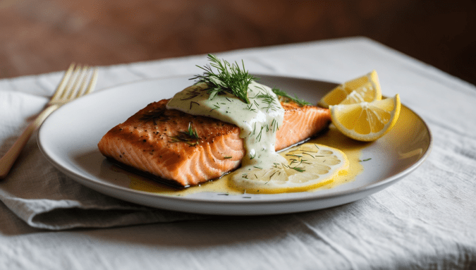 Vegan Salmon with Lemon Dill Sauce