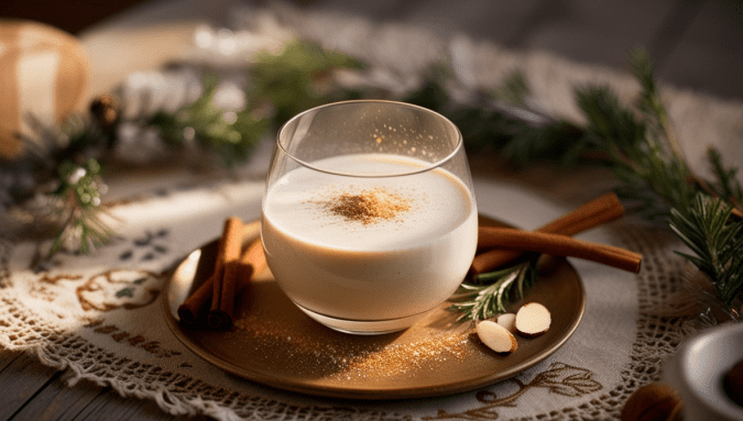 Vegan Eggnog: A Festive, Dairy-Free Drink with Almond Milk, Nutmeg, and Cinnamon