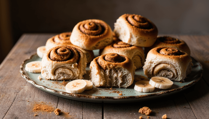 Vegan Peanut Butter Banana Cinnamon Rolls