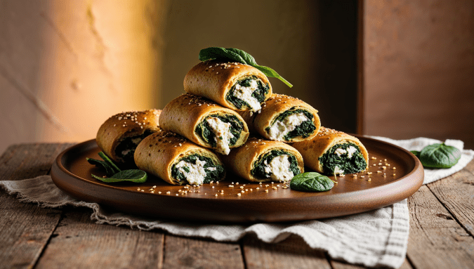  Vegan Savory Spinach and Feta Rolls