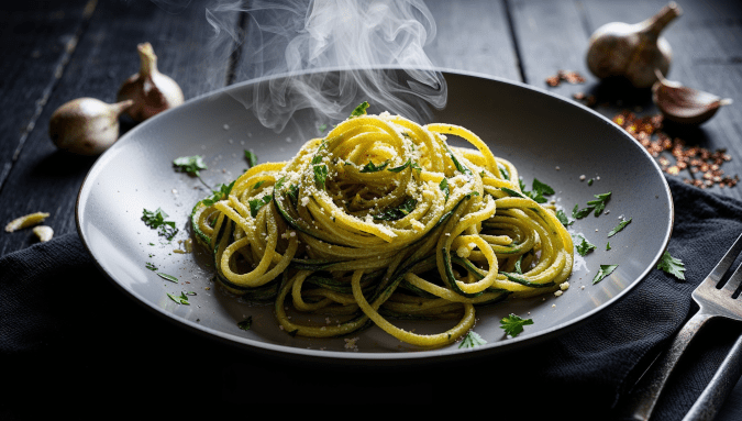 Vegetarian Garlic and Chili Courgetti